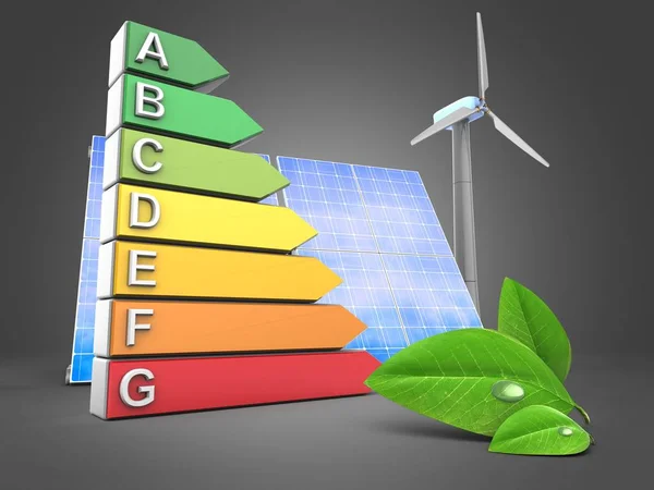 Clasificación de energía 3d con solar — Foto de Stock