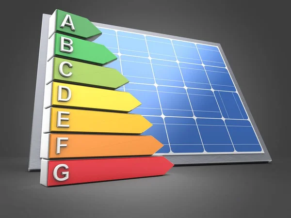 3d energy ranking with solar panel — Stock Photo, Image