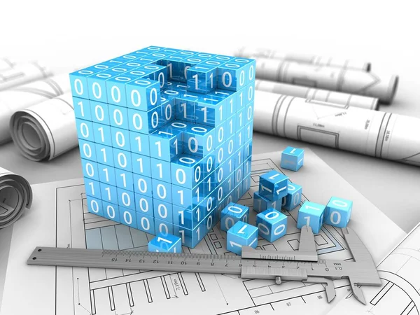 binary cube with calipers