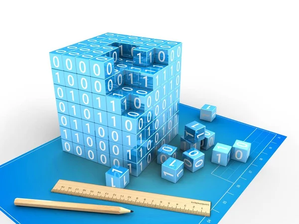 binary cube with drawing tools