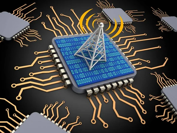 Computerchips mit Antenne — Stockfoto