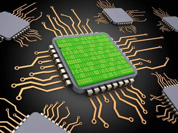 Computer chips met code binnen — Stockfoto