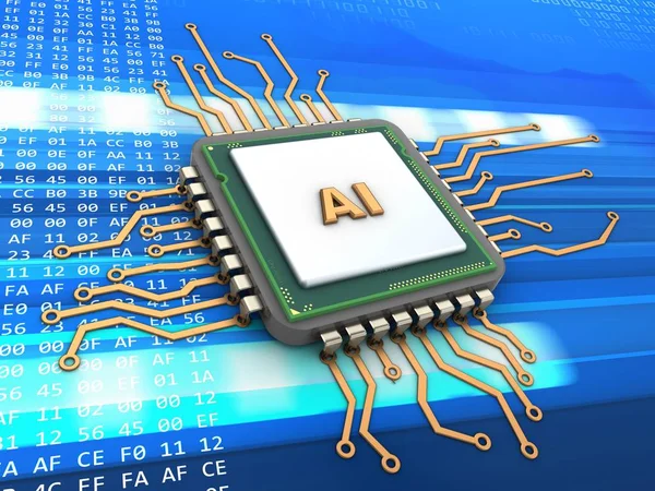 3D-processor met Ai teken — Stockfoto