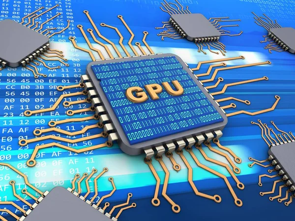 Computer chips met gpu-teken — Stockfoto