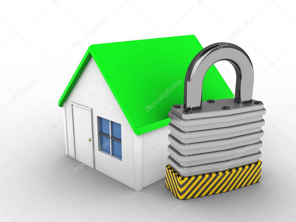 simple house with padlock