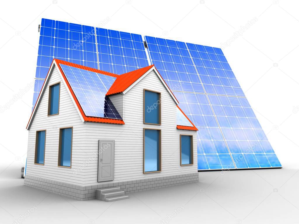 solar panel with modern house