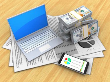 belgeler ve bilgisayar üzerinde ahşap masa