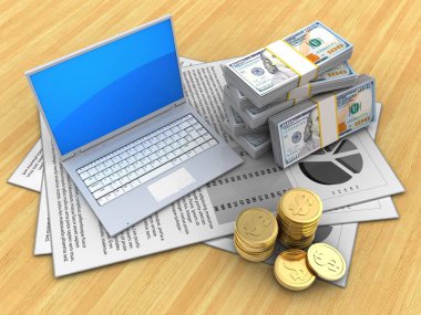 belgeler ve bilgisayar üzerinde ahşap masa