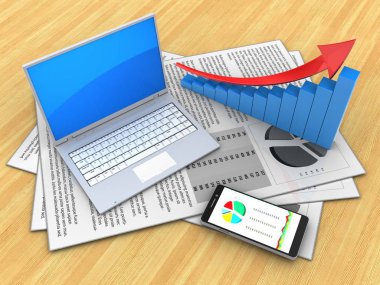 belgeler ve bilgisayar üzerinde ahşap masa