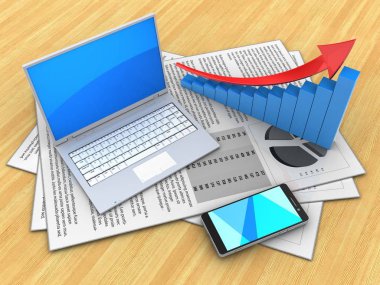 belgeler ve bilgisayar üzerinde ahşap masa