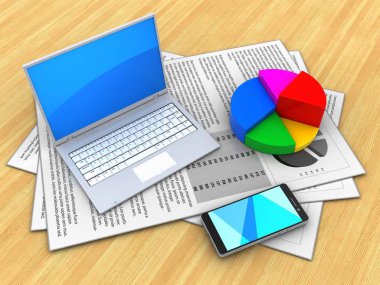 belgeler ve bilgisayar üzerinde ahşap masa