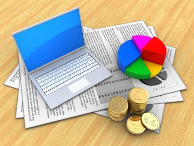 belgeler ve bilgisayar üzerinde ahşap masa