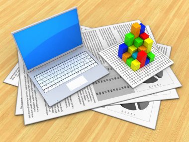 belgeler ve bilgisayar üzerinde ahşap masa