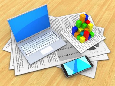 belgeler ve bilgisayar üzerinde ahşap masa