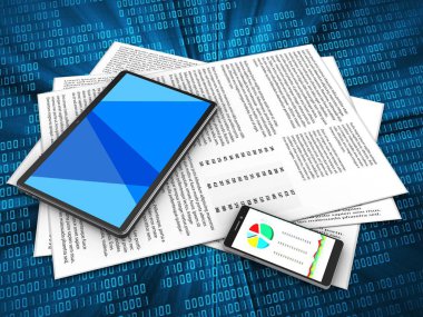 Kağıtları ve tablet bilgisayar dijital üzerinde