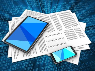 Kağıtları ve tablet bilgisayar dijital üzerinde