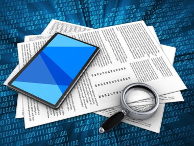 Kağıtları ve tablet bilgisayar dijital üzerinde