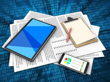 Kağıtları ve tablet bilgisayar dijital üzerinde