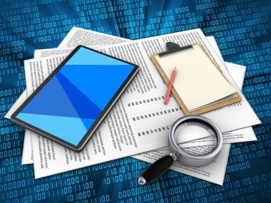Kağıtları ve tablet bilgisayar dijital üzerinde