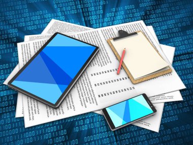 Kağıtları ve tablet bilgisayar dijital üzerinde