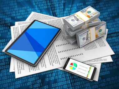 Kağıtları ve tablet bilgisayar dijital üzerinde