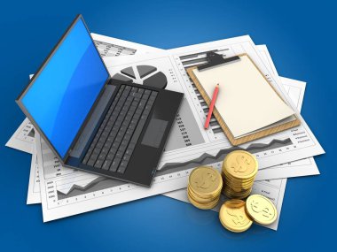 İş çizelgeleri ve siyah dizüstü