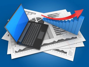 İş çizelgeleri ve siyah dizüstü