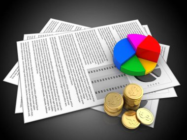 belgeler ve pasta grafiği çizimi