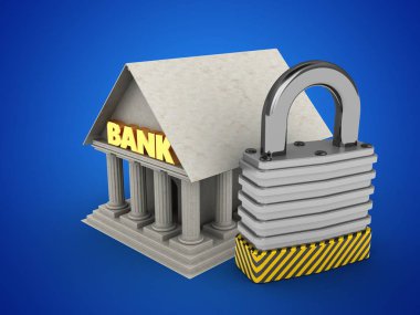 Banka illüstrasyon mavi üzerinde