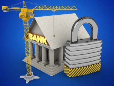 Banka illüstrasyon mavi üzerinde