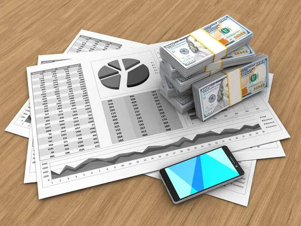 Business charts and money — Stock Photo, Image