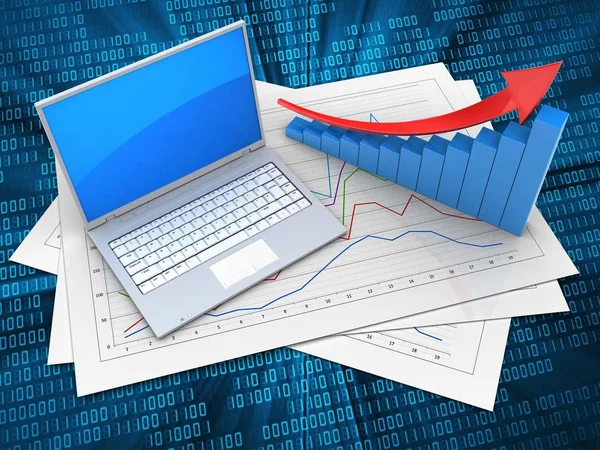 Papéis e computador sobre digital — Fotografia de Stock