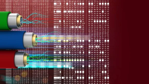 Cavi dati e codice esadecimale — Foto Stock