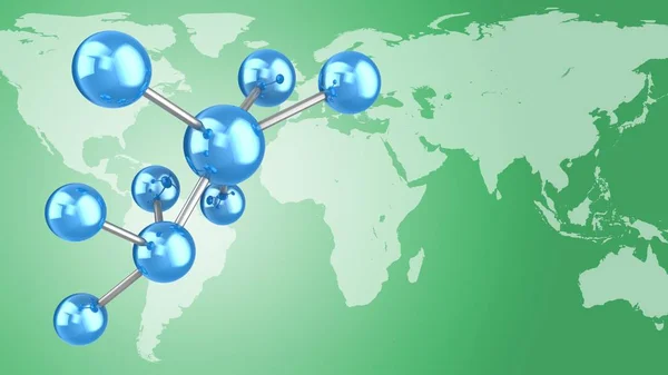 Molecule model and earth map — Stock Photo, Image