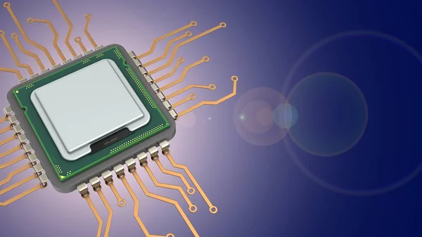 Computer chip and lens flare — Stock Photo, Image