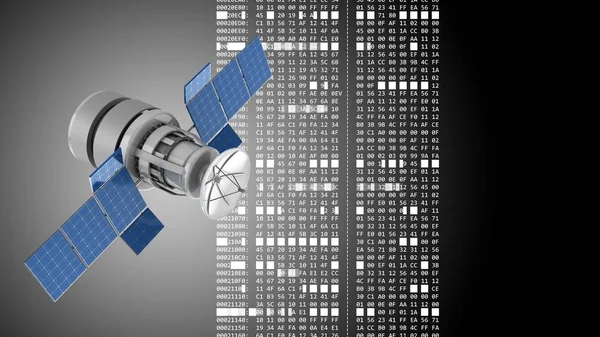 Satelliten- und Hexadezimalcode — Stockfoto