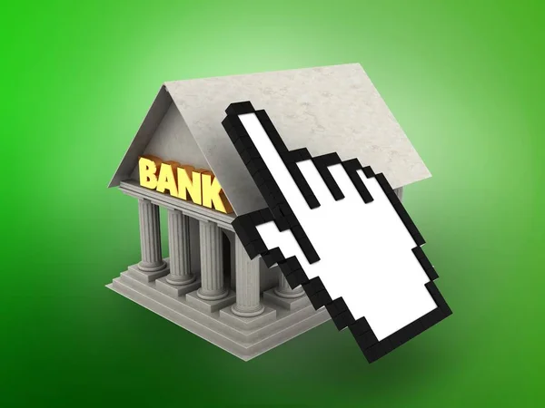 Illustration of Bank over green background — Stock Photo, Image