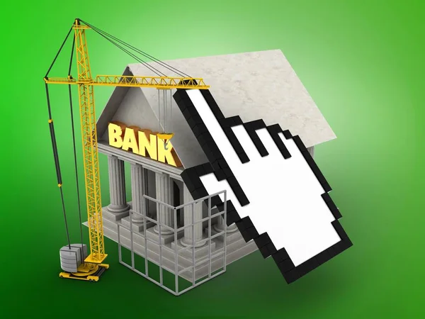 Ilustrace z banky nad zeleným pozadím — Stock fotografie