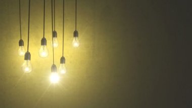 Beton duvar üzerinde Işık Ampüller