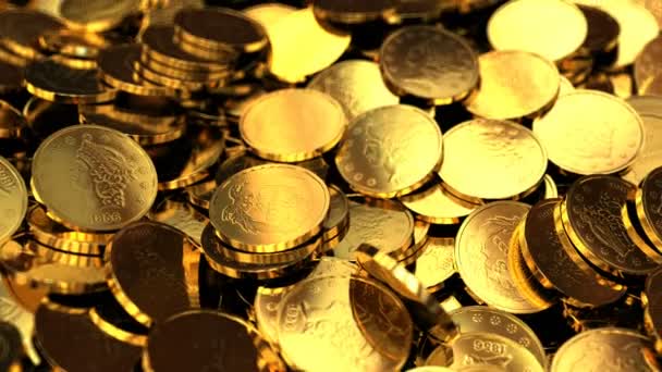 Gouden munten schat — Stockvideo