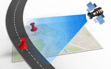 Kırmızı iğneler ile parlak harita 