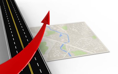 Kırmızı ok ile parlak harita 