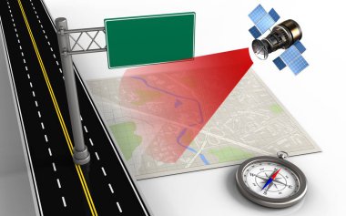 Dizin işareti ile harita ve pusula