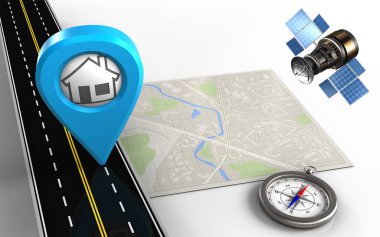 ev noktası ile harita ve pusula