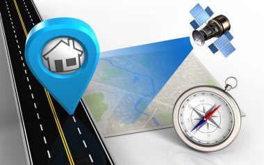 ev noktası ile harita ve pusula