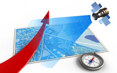 Kırmızı ok ve uydu haritası