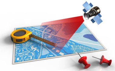 ölçü aracı ve uydu haritası