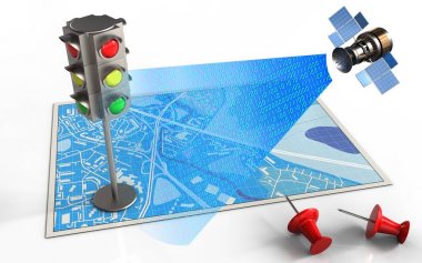 trafik ışığı ve uydu haritası 