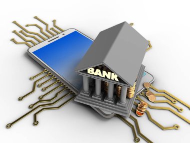 elektronik devre ve banka ile cep telefonu