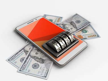 banknot ve kilit kadranı ile telefon